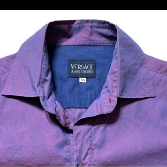 Versace Jeans Two tone Purple button down long sleeve shirt size Small - Picture 1 of 11